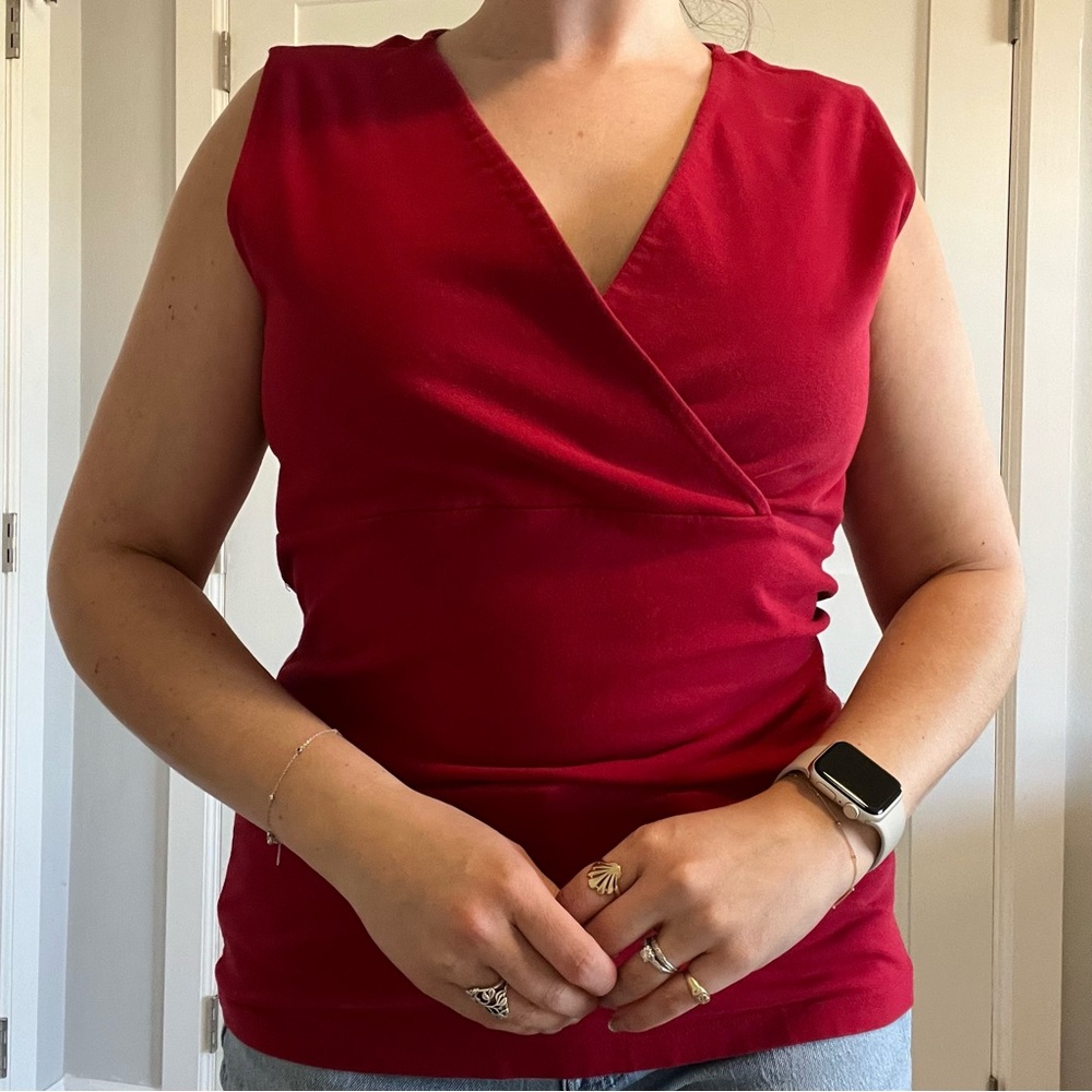 Croft & Barrow Deep Red Wrap Tank Top Size Medium